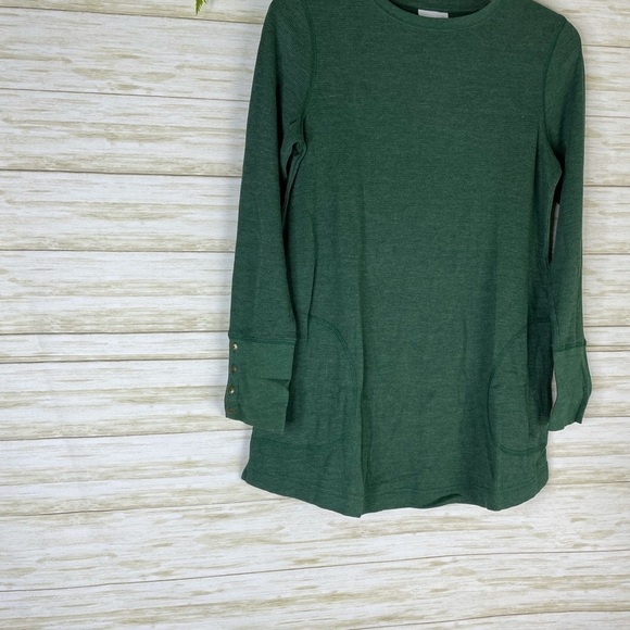 J. Jill Green Waffle Knit Long Sleeve Top - Picture 3 of 6